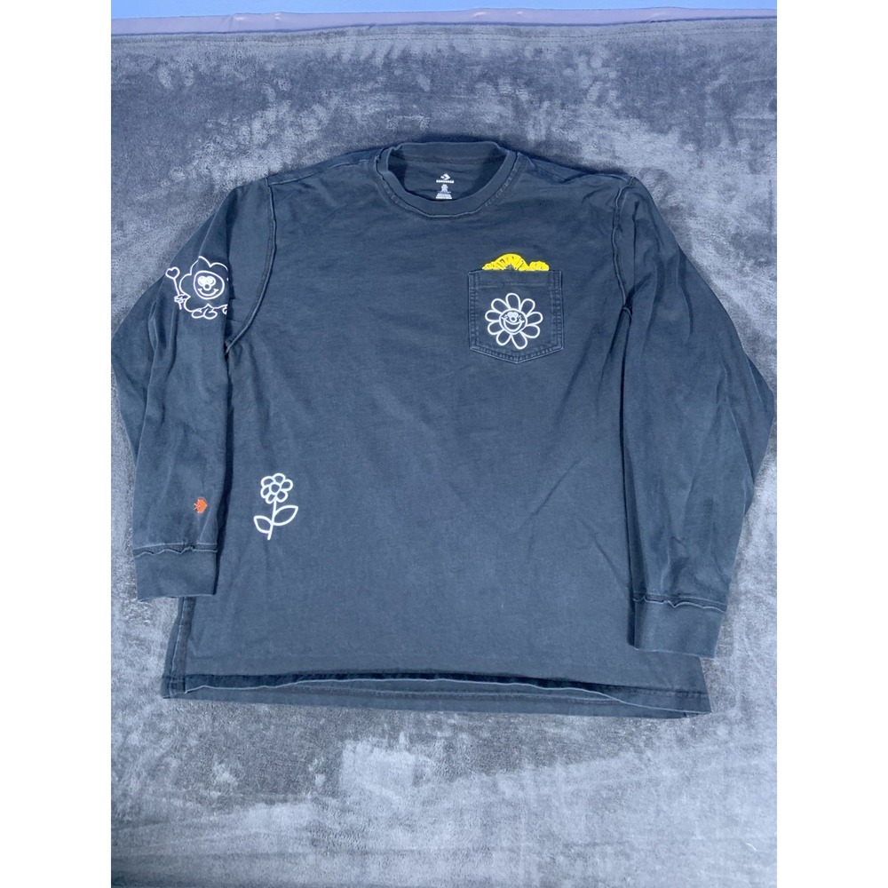 Converse Long Sleeve Men's L T-shirt Black Spread Kindness Stay Smiling Graphic